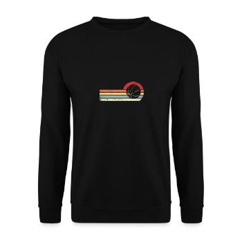 Sonne und Retro-Linien - Basketball - - Unisex Pullover - Schwarz - Vorne - Alina (178cm) & Michal (187cm)