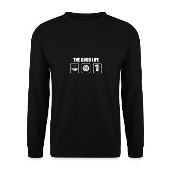 Das gute Leben - Dartscheibe - - Unisex Pullover - Schwarz - Vorne - Alina (178cm) & Michal (187cm)