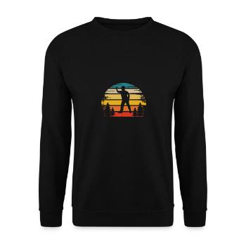 Retro Sun - Dart Player - - Unisex Sweatshirt - black - Front - Alina (178cm) & Michal (187cm)