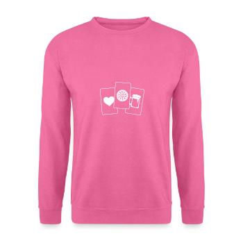 Carte poker - Bière - Jeu de fléchettes - - Sweat-shirt Unisexe - rose - Devant