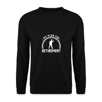 Mein Plan für den Ruhestand - Dartspieler - - Unisex Pullover - Schwarz - Vorne - Alina (178cm) & Michal (187cm)
