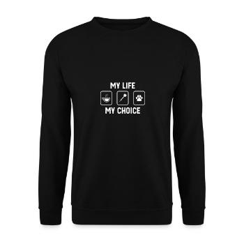 Mein Leben, meine Wahl - Hundepfote - Dart - - Unisex Pullover - Schwarz - Vorne - Alina (178cm) & Michal (187cm)