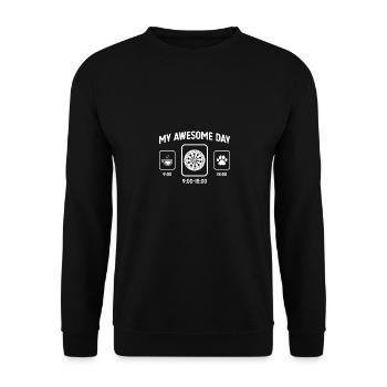 Mein toller Tag - Hundepfote - Dartscheibe - - Unisex Pullover - Schwarz - Vorne - Alina (178cm) & Michal (187cm)