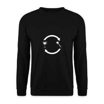 Laden von Pfeilen - Wein - Dart - - Unisex Pullover - Schwarz - Vorne - Alina (178cm) & Michal (187cm)