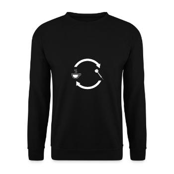 Laden der Pfeile - Kaffee - Dart - - Unisex Pullover - Schwarz - Vorne - Alina (178cm) & Michal (187cm)