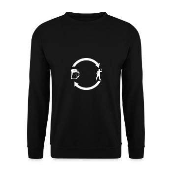 Laden von Pfeilen - Bier - Dartspieler - - Unisex Pullover - Schwarz - Vorne - Alina (178cm) & Michal (187cm)