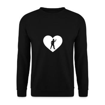 Forme de cœur - joueur de fléchettes - - Sweat-shirt Unisexe - noir - Devant - Alina (178cm) & Michal (187cm)