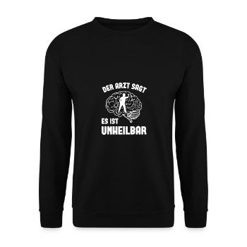 Der Arzt Sagt Es Ist Unheilbar - Dartspieler - Der - Unisex Pullover - Schwarz - Vorne - Alina (178cm) & Michal (187cm)