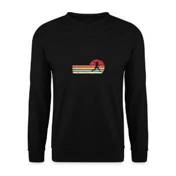 Sun and Retro Lines - Tennis Playing Woman - - Unisex Sweatshirt - black - Front - Alina (178cm) & Michal (187cm)