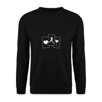 Herz - Wein - Tennis spielende Frau - - Unisex Pullover - Schwarz - Vorne - Alina (178cm) & Michal (187cm)