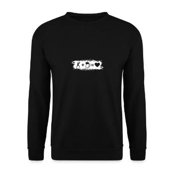 Grunge-Rechteck - Herz - Bier - Tennisspielender M - Unisex Pullover - Schwarz - Vorne - Alina (178cm) & Michal (187cm)