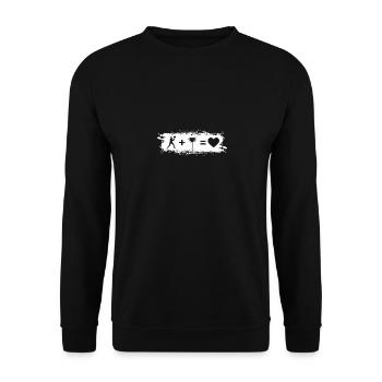 Grunge-Rechteck - Herz - Wein - Tennisspieler - - Unisex Pullover - Schwarz - Vorne - Alina (178cm) & Michal (187cm)