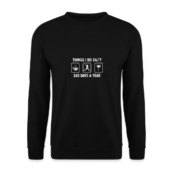 Je pense que je fais 24-7 365 jours par an - vin - - Sweat-shirt Unisexe - noir - Devant - Alina (178cm) & Michal (187cm)