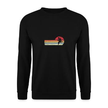 Sun and Retro Lines - Fire Truck - - Unisex Sweatshirt - black - Front - Alina (178cm) & Michal (187cm)