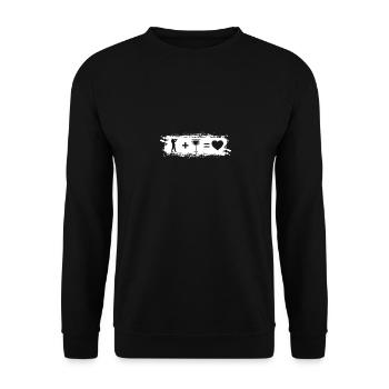 Grunge-Rechteck - Herz - Wein - Kerl - Jagd - - Unisex Pullover - Schwarz - Vorne - Alina (178cm) & Michal (187cm)