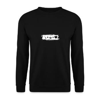 Grunge-Rechteck - Herz - Kaffee - Jagd - - Unisex Pullover - Schwarz - Vorne - Alina (178cm) & Michal (187cm)