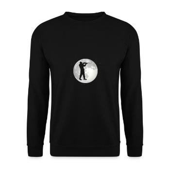 Vollmond - Kerl auf der Jagd - - Unisex Pullover - Schwarz - Vorne - Alina (178cm) & Michal (187cm)
