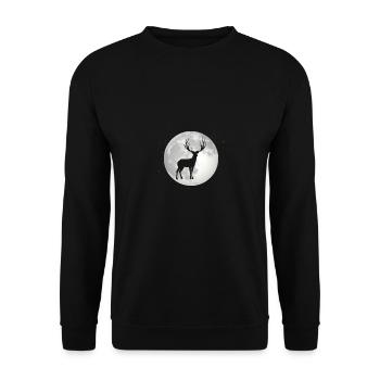 Full Moon - Deer - - Unisex Sweatshirt - black - Front - Alina (178cm) & Michal (187cm)