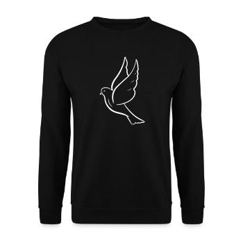 Colombe volante. Dessiné à la main. Dessin. - Sweat-shirt Unisexe - noir - Devant - Alina (178cm) & Michal (187cm)