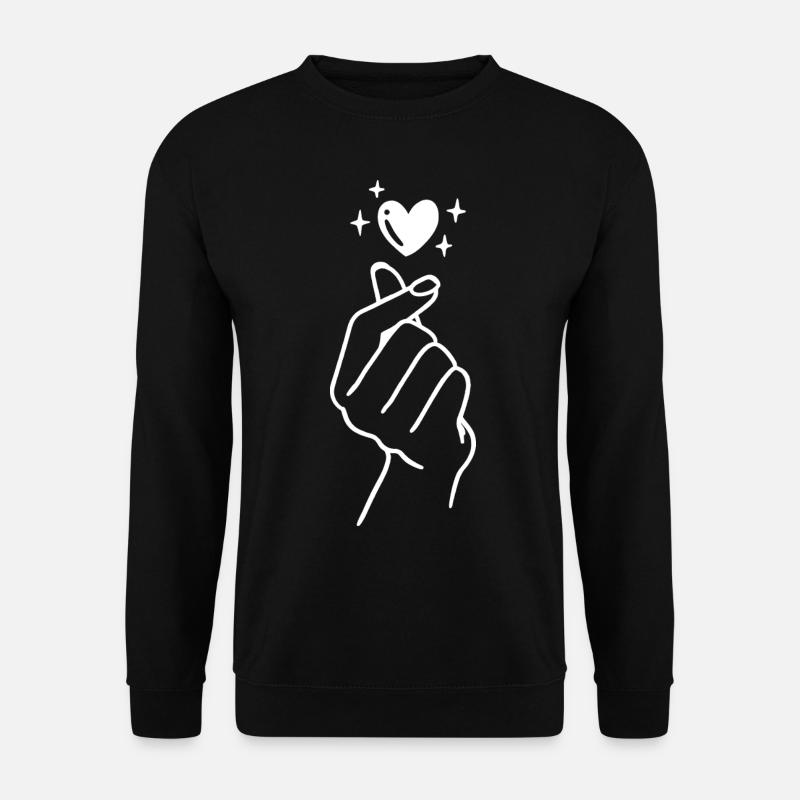 K-Pop Saranghae Liebe Hand Herz - Unisex Pullover - Schwarz