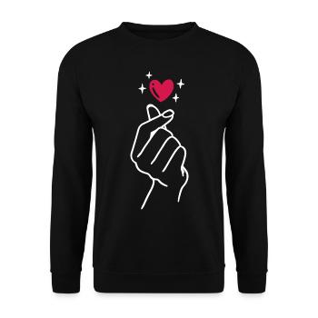 K-Pop Saranghae Love Hand Heart - Sweat-shirt Unisexe - noir - Devant - Alina (178cm) & Michal (187cm)