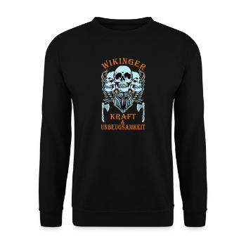 Wikinger Krieger, Krieger, Wikinger - Unisex Pullover - Schwarz - Vorne - Alina (178cm) & Michal (187cm)