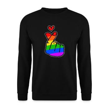 Peace Heart Love Rainbow Peace Movement - Unisex Sweatshirt - black - Front - Alina (178cm) & Michal (187cm)