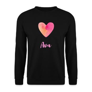 Ava Pink Heart Girl Aesthetic Name Shirt - Unisex Sweatshirt - black - Front - Alina (178cm) & Michal (187cm)