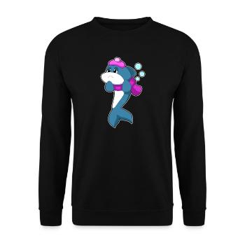 Dolphin Hot Water Bottle - Unisex Sweatshirt - black - Front - Alina (178cm) & Michal (187cm)