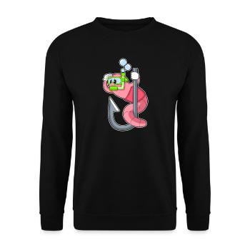 Pêche à l’hameçon Worm Angler - Sweat-shirt Unisexe - noir - Devant - Alina (178cm) & Michal (187cm)