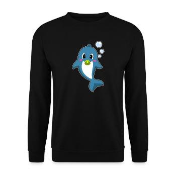 Delfin Baby Schnuller - Unisex Pullover - Schwarz - Vorne - Alina (178cm) & Michal (187cm)