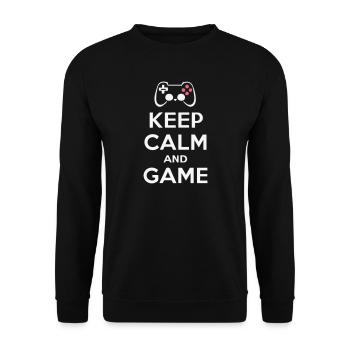 Geschenk 'Keep Calm and Game', Serenity Gamer - Unisex Pullover - Schwarz - Vorne - Alina (178cm) & Michal (187cm)