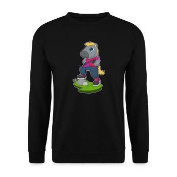 Pferd Musiker Gitarre Musik - Unisex Pullover - Schwarz - Vorne - Alina (178cm) & Michal (187cm)