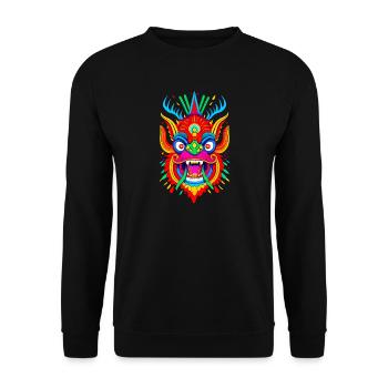 Colorful Dragon Mask - Unisex Sweatshirt - black - Front - Alina (178cm) & Michal (187cm)