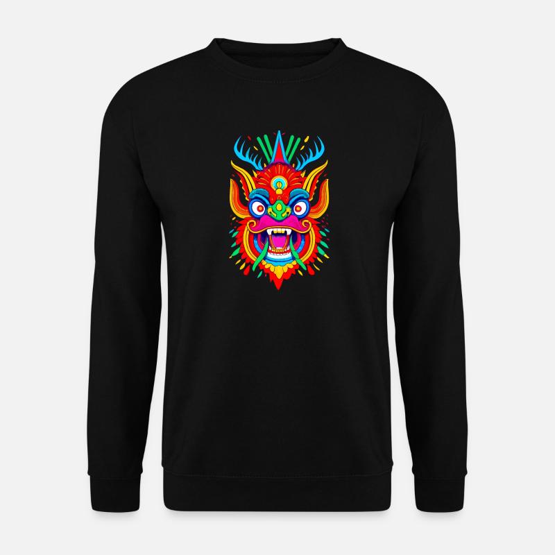 Bunte Drachenmaske - Unisex Pullover - Schwarz