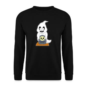Ghost Halloween Tombstone - Unisex Sweatshirt - black - Front - Alina (178cm) & Michal (187cm)