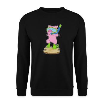 Schwein Taucher Schnorchel Tauchen - Unisex Pullover - Schwarz - Vorne - Alina (178cm) & Michal (187cm)