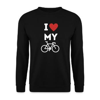 Ich liebe mein Fahrrad - Unisex Pullover - Schwarz - Vorne - Alina (178cm) & Michal (187cm)