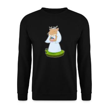 Reh Braut Blumenstrauß Hochzeit - Unisex Pullover - Schwarz - Vorne - Alina (178cm) & Michal (187cm)