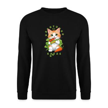 Bio Katze - Unisex Pullover - Schwarz - Vorne - Alina (178cm) & Michal (187cm)