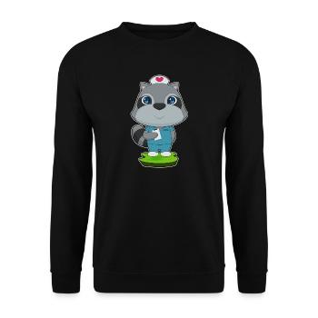 Waschbär Krankenschwester  - Unisex Pullover - Schwarz - Vorne - Alina (178cm) & Michal (187cm)