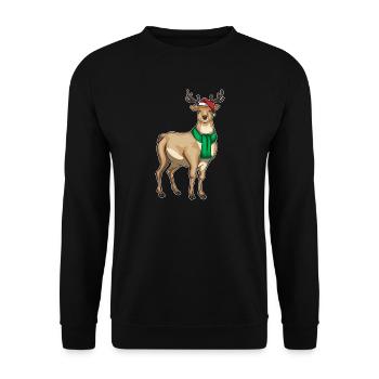 Rentier Weihnachten Winter - Unisex Pullover - Schwarz - Vorne - Alina (178cm) & Michal (187cm)