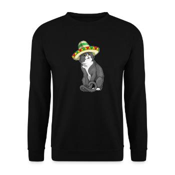 Cat Sombrero - Unisex Sweatshirt - black - Front - Alina (178cm) & Michal (187cm)