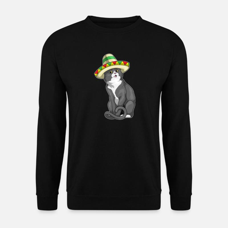 Katze Sombrero - Unisex Pullover - Schwarz