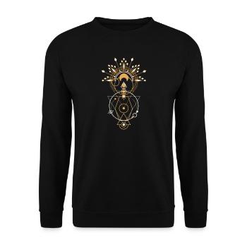 Golden Sacred Geometry Mandala - Unisex Sweatshirt - black - Front - Alina (178cm) & Michal (187cm)