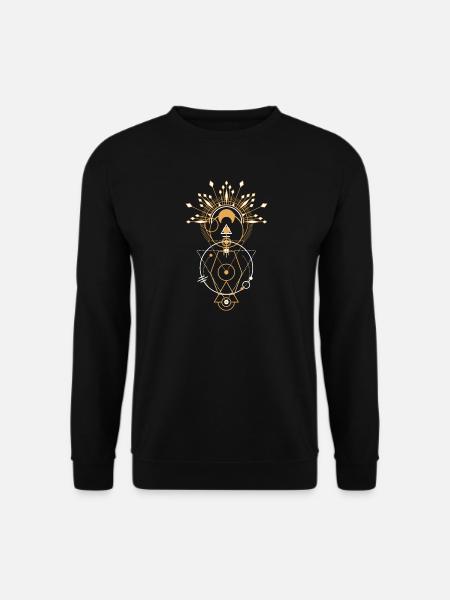 Mandala de la Géométrie Sacrée Dorée - Sweat-shirt Unisexe - noir