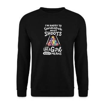 Poolspieler Billard für Mädchen - Unisex Pullover - Schwarz - Vorne - Alina (178cm) & Michal (187cm)
