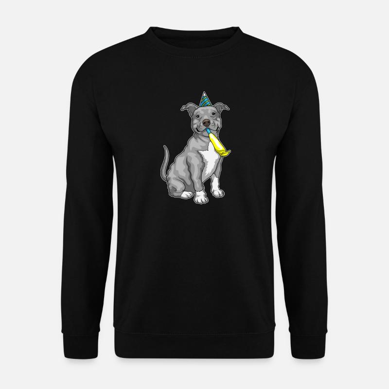 Pitbull Geburtstag Tröte - Unisex Pullover - Schwarz