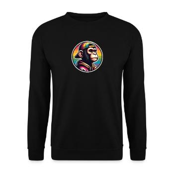Affe Hoodie Cap Regenbogen - Unisex Pullover - Schwarz - Vorne - Alina (178cm) & Michal (187cm)