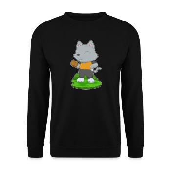 Cat Baseball Baseball Glove - Unisex Sweatshirt - black - Front - Alina (178cm) & Michal (187cm)